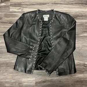 90's Bradley Vintage Genuine Leather Jacket W Chain Trimming